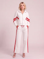 Chevelle Zip-Up Tracksuit Co-Ord Set – Striped Wide-Leg Trouser Women Loungewear Autumn Casual Athleisure Tracksuit