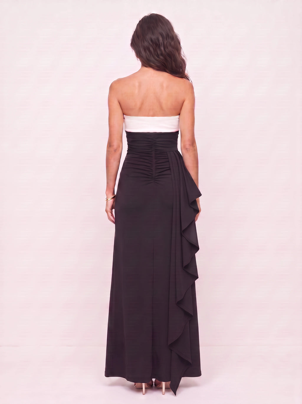 Blokanne Strapless Thigh-Split Maxi Dress – Women Evening Formal Party Cocktail Wedding Guest Ruched Maxi Dress