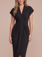 Gathwynn Wrap Midi Dress – Women Formal Office Wedding Guest Evening Party Elegant Midi Dress