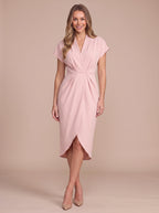 Gathwynn Wrap Midi Dress – Women Formal Office Wedding Guest Evening Party Elegant Midi Dress