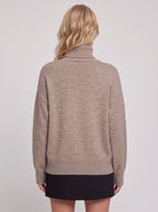 Koldra Cold-Shoulder Roll Neck Jumper – Ribbed Knit Women Layered Knitwear Autumn Casual Long Sleeve Top