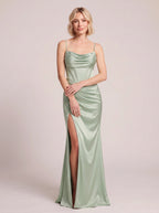 Dravyn Corset Maxi Dress – Satin Cowl Neck Formal Evening Women Wedding Guest Floor-Length Maxi Dress