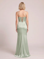 Dravyn Corset Maxi Dress – Satin Cowl Neck Formal Evening Women Wedding Guest Floor-Length Maxi Dress