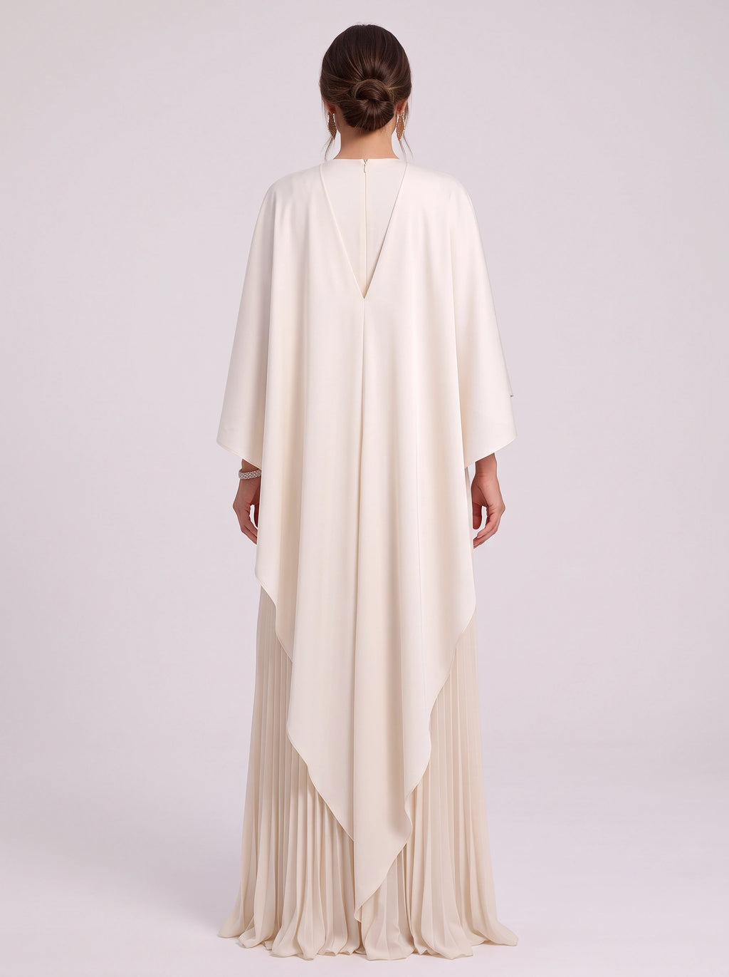 Cascalle Cape Overlay Pleated Maxi Dress – Formal Evening Women Wedding Guest Mother Bride Occasion Maxi Dress