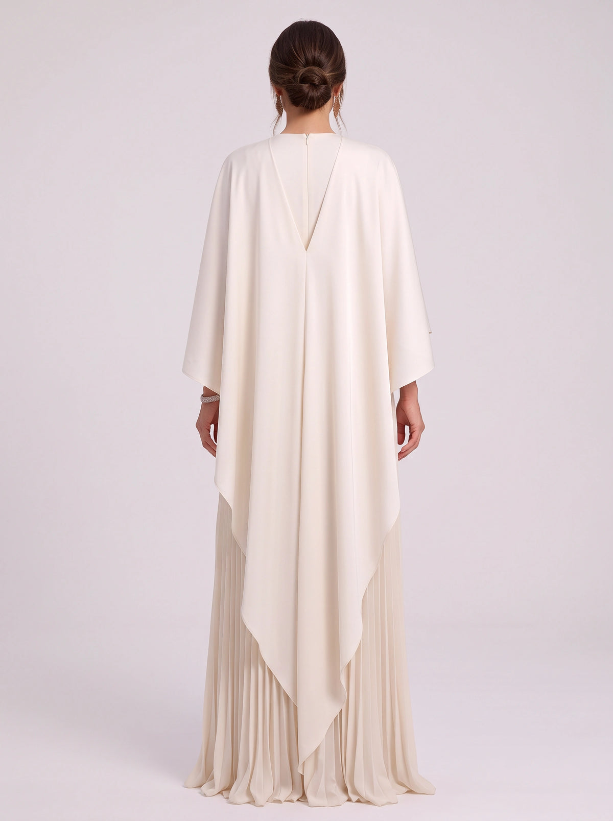 Cascalle Cape Overlay Pleated Maxi Dress – Formal Evening Women Wedding Guest Mother Bride Occasion Maxi Dress
