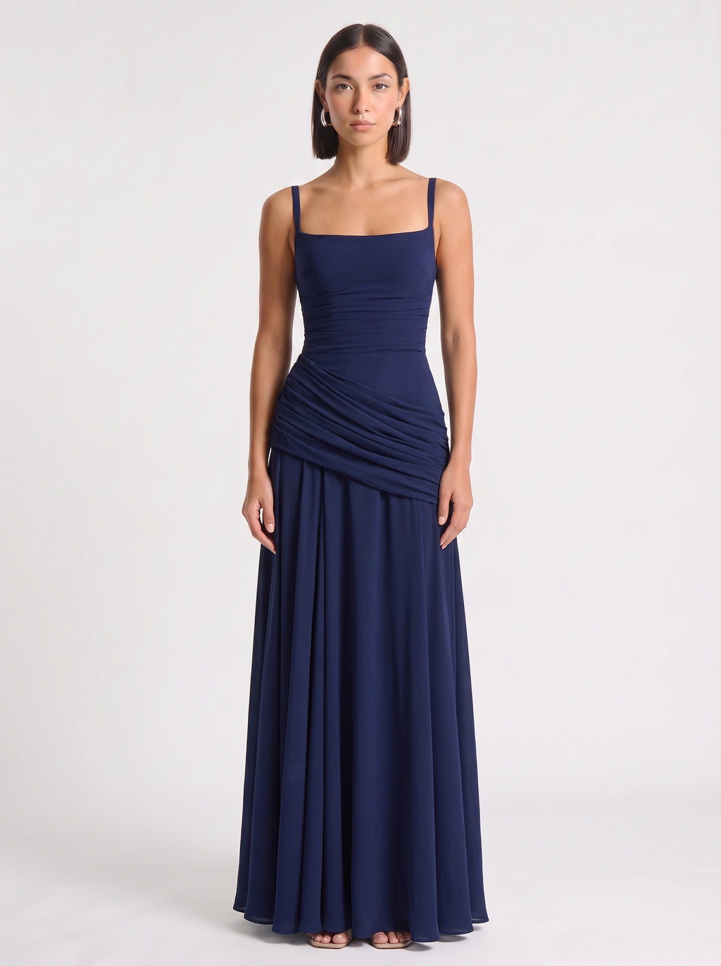 Drascene Ruched Waist Maxi Dress – Evening Formal Women Bridesmaid Wedding Guest Party Elegant Maxi Dress