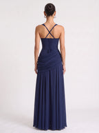 Drascene Ruched Waist Maxi Dress – Evening Formal Women Bridesmaid Wedding Guest Party Elegant Maxi Dress