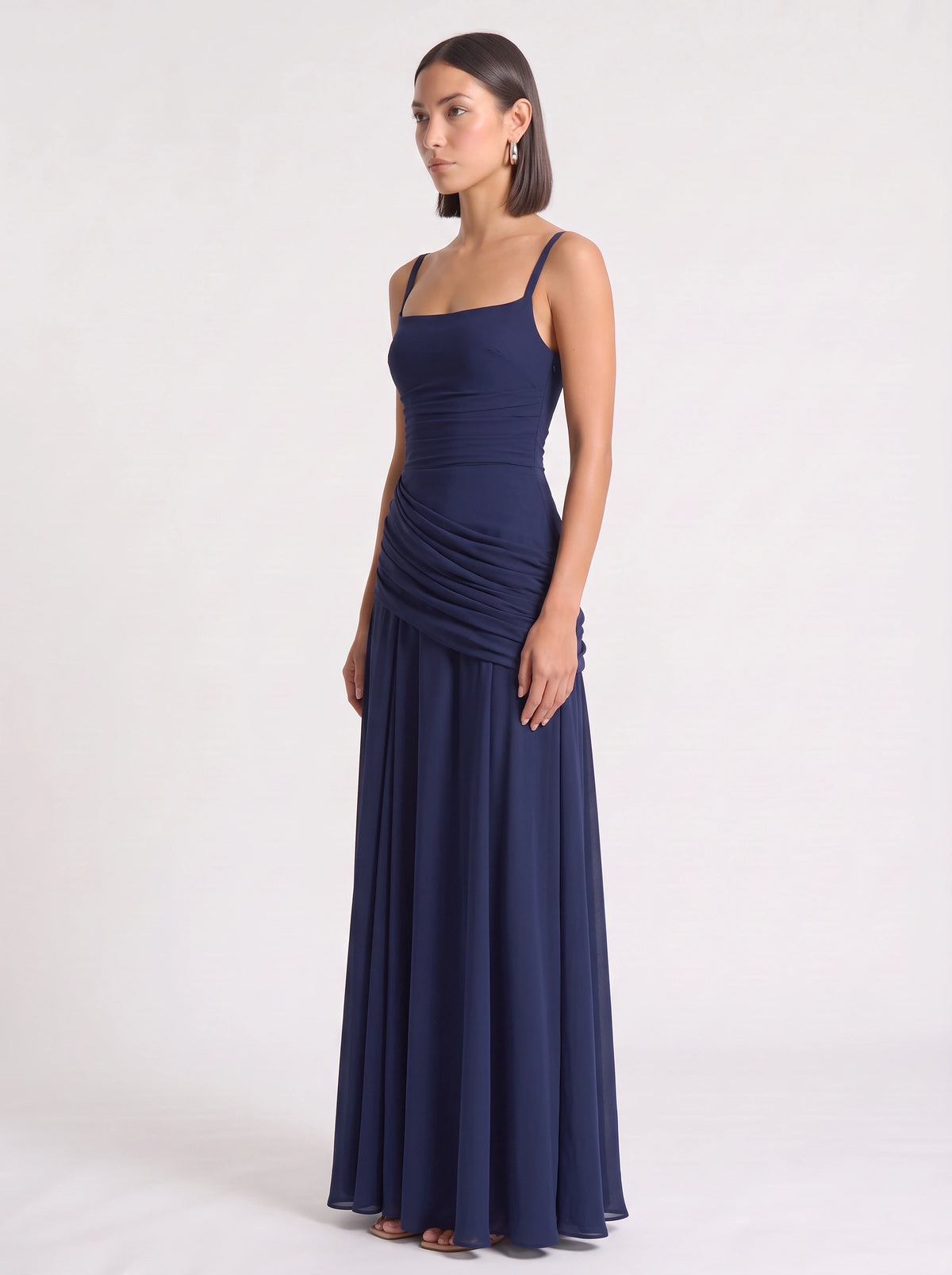 Drascene Ruched Waist Maxi Dress – Evening Formal Women Bridesmaid Wedding Guest Party Elegant Maxi Dress