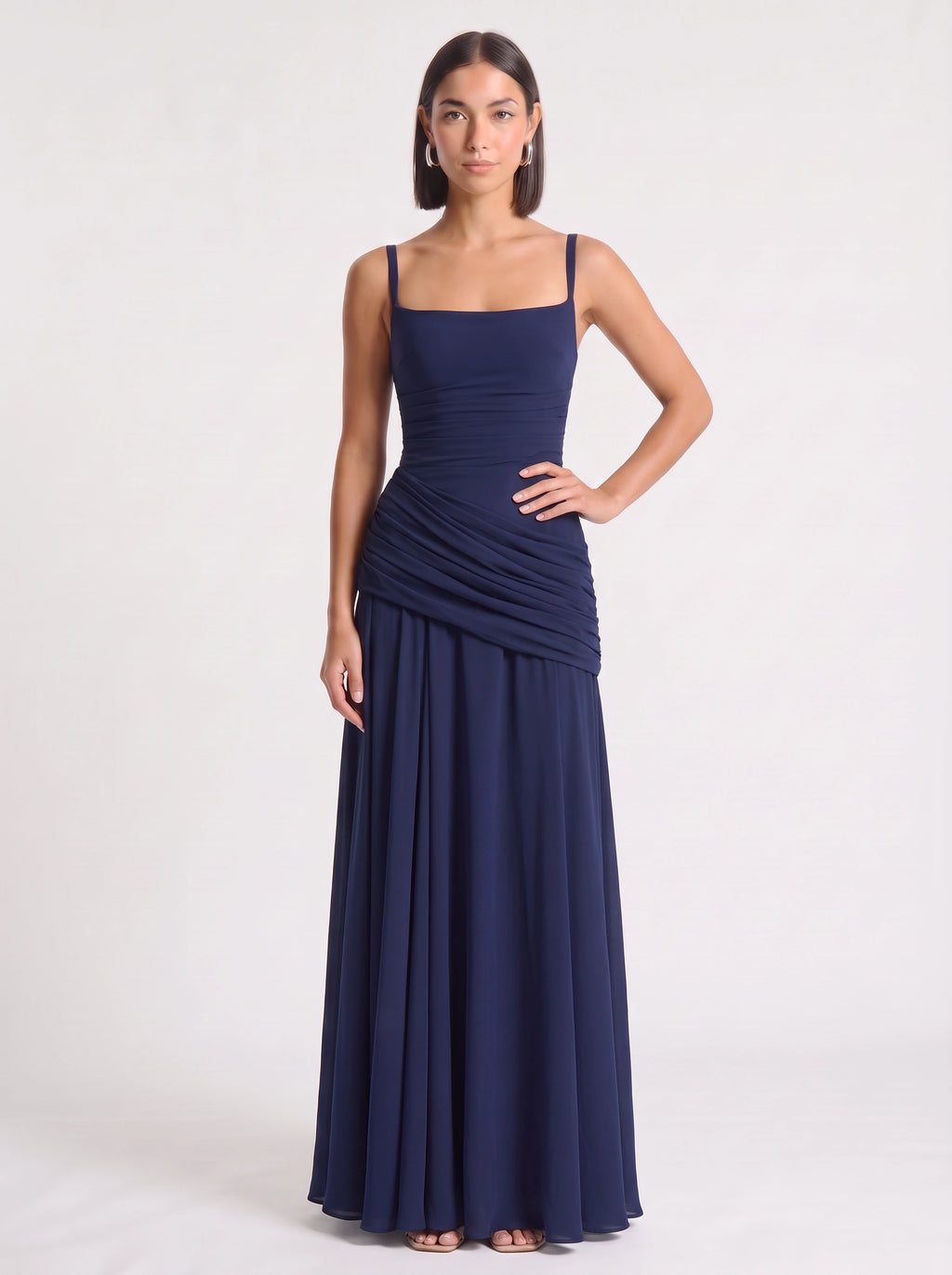 Drascene Ruched Waist Maxi Dress – Evening Formal Women Bridesmaid Wedding Guest Party Elegant Maxi Dress
