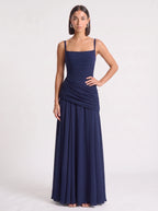 Drascene Ruched Waist Maxi Dress – Evening Formal Women Bridesmaid Wedding Guest Party Elegant Maxi Dress