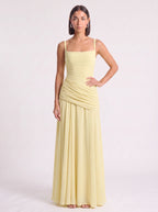 Drascene Ruched Waist Maxi Dress – Evening Formal Women Bridesmaid Wedding Guest Party Elegant Maxi Dress