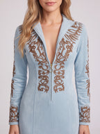 Frinscade Embellished Maxi Dress – Women Formal Wedding Guest Party Evening Long Sleeve Maxi Dress