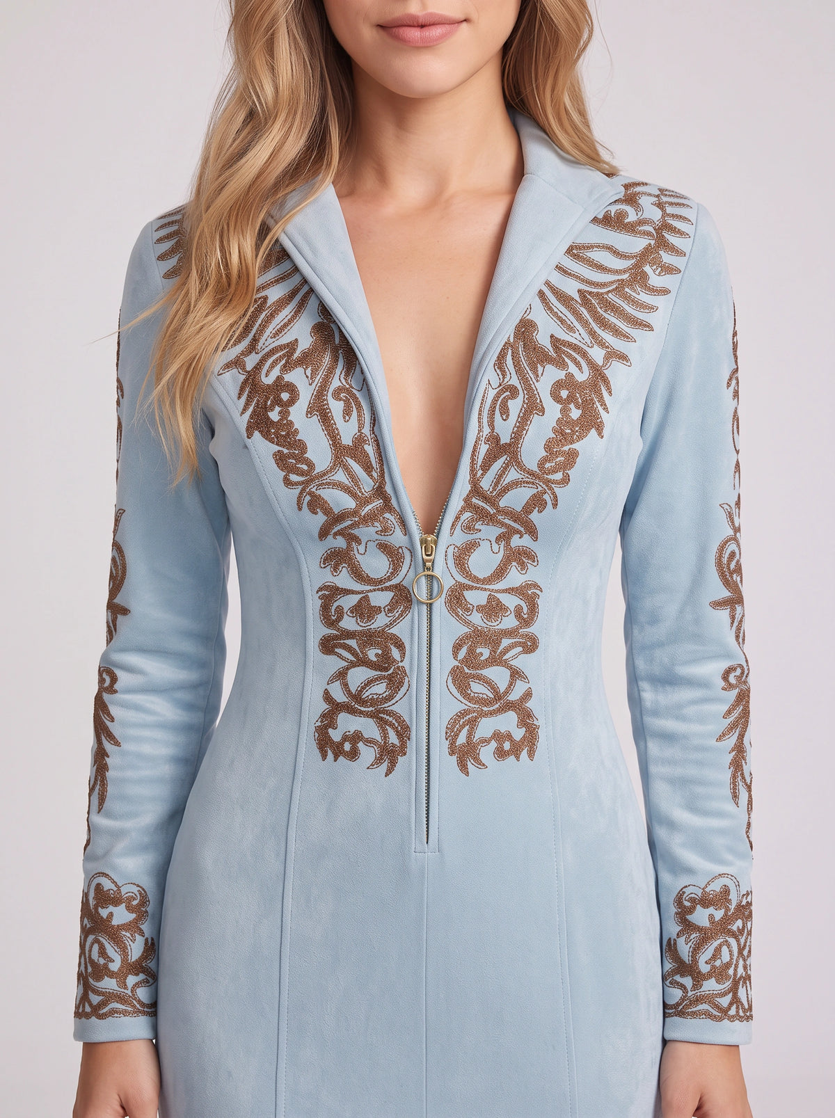 Frinscade Embellished Maxi Dress – Women Formal Wedding Guest Party Evening Long Sleeve Maxi Dress