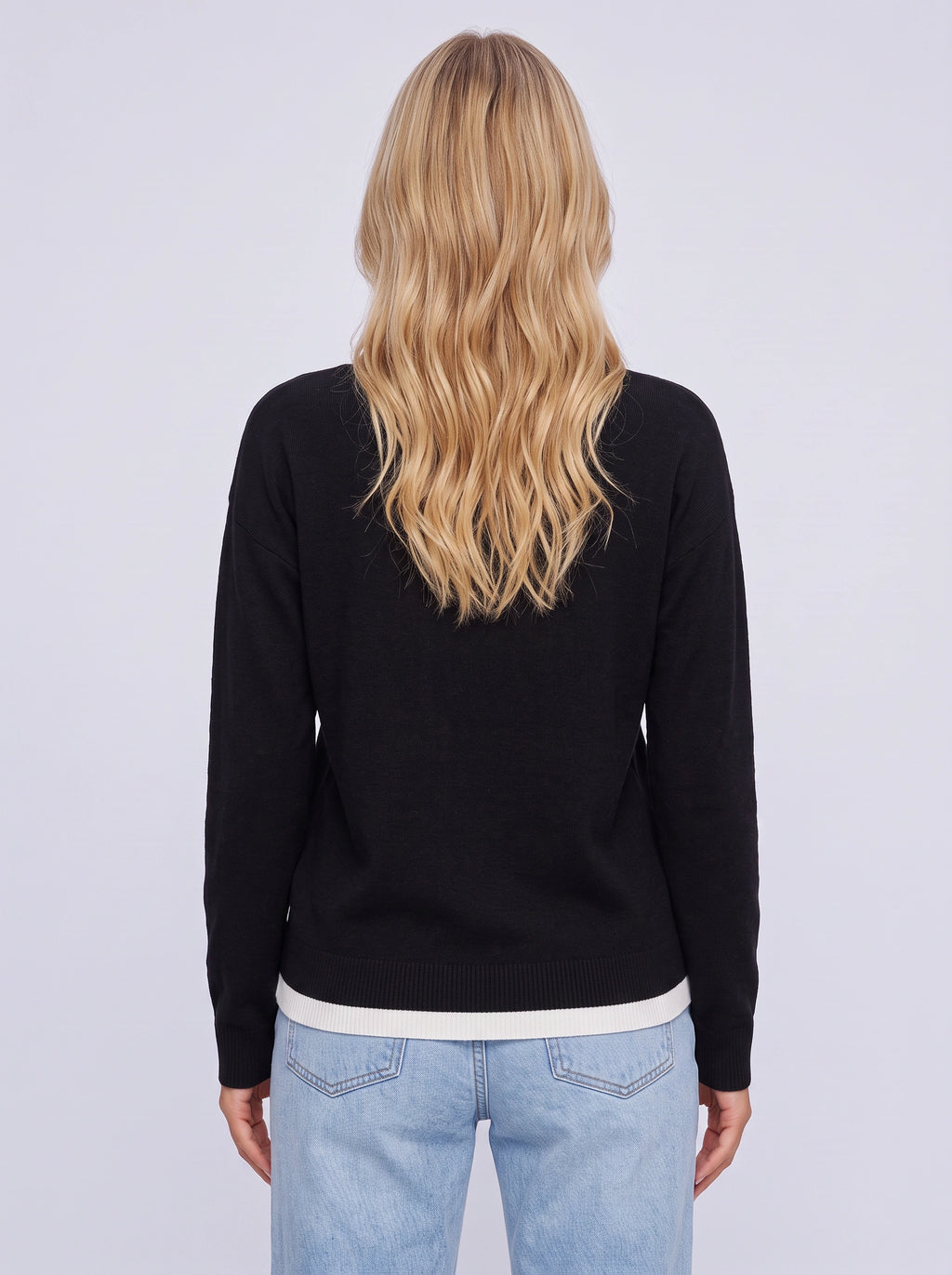 Contribe Button-Front Knit Cardigan – Contrast Collar Women Casual Office Layering Cardigan