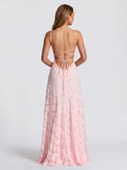 Fransesca Appliqué Petal Maxi Dress – Textured Formal Evening Wedding Guest Women Elegant Maxi Dress