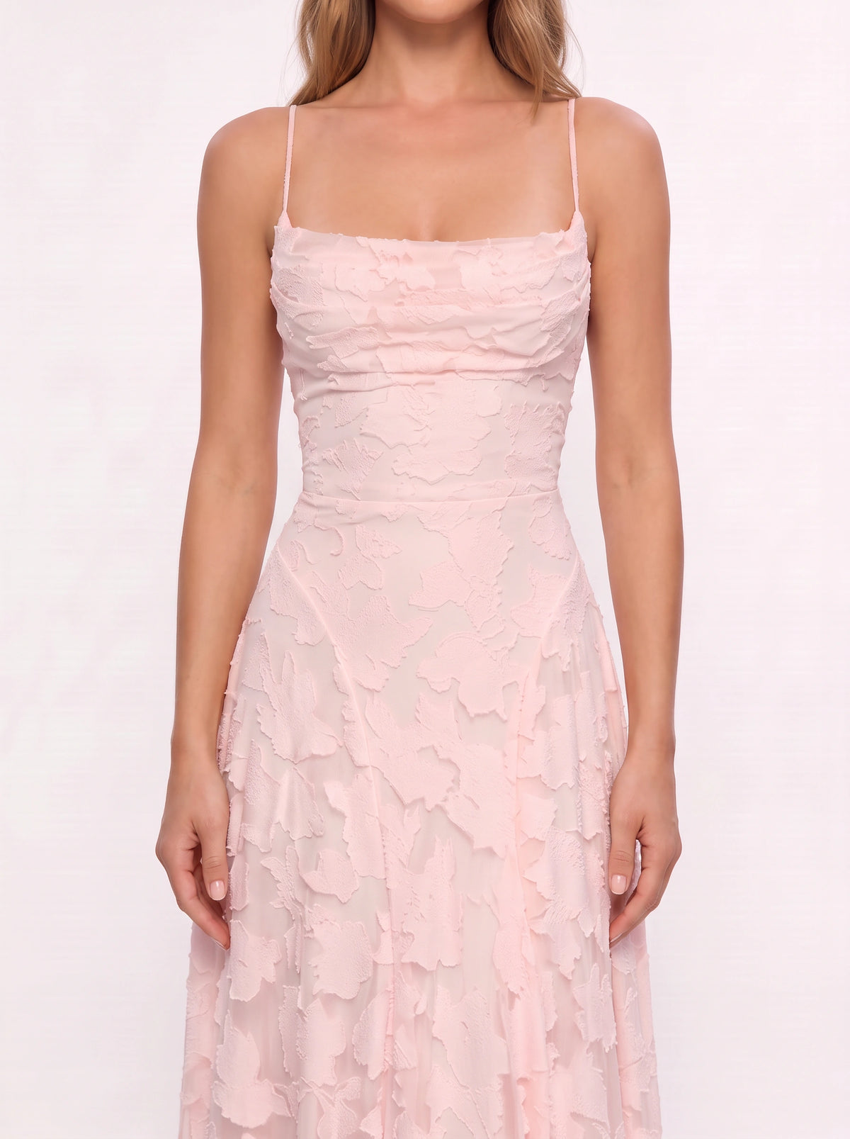 Fransesca Appliqué Petal Maxi Dress – Textured Formal Evening Wedding Guest Women Elegant Maxi Dress