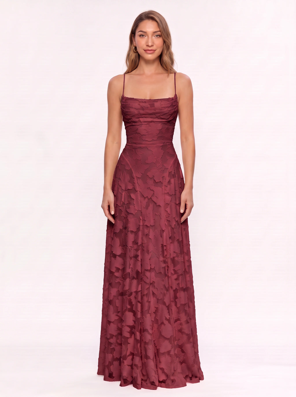 Fransesca Appliqué Petal Maxi Dress – Textured Formal Evening Wedding Guest Women Elegant Maxi Dress
