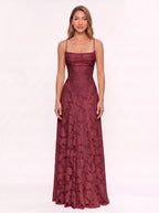 Fransesca Appliqué Petal Maxi Dress – Textured Formal Evening Wedding Guest Women Elegant Maxi Dress