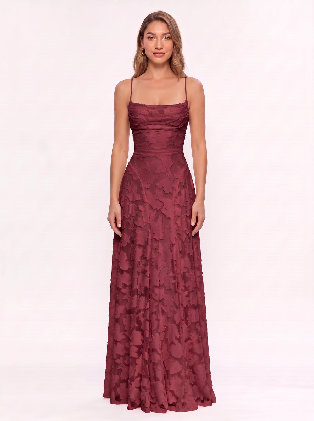 Fransesca Appliqué Petal Maxi Dress – Textured Formal Evening Wedding Guest Women Elegant Maxi Dress