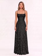 Fransesca Appliqué Petal Maxi Dress – Textured Formal Evening Wedding Guest Women Elegant Maxi Dress