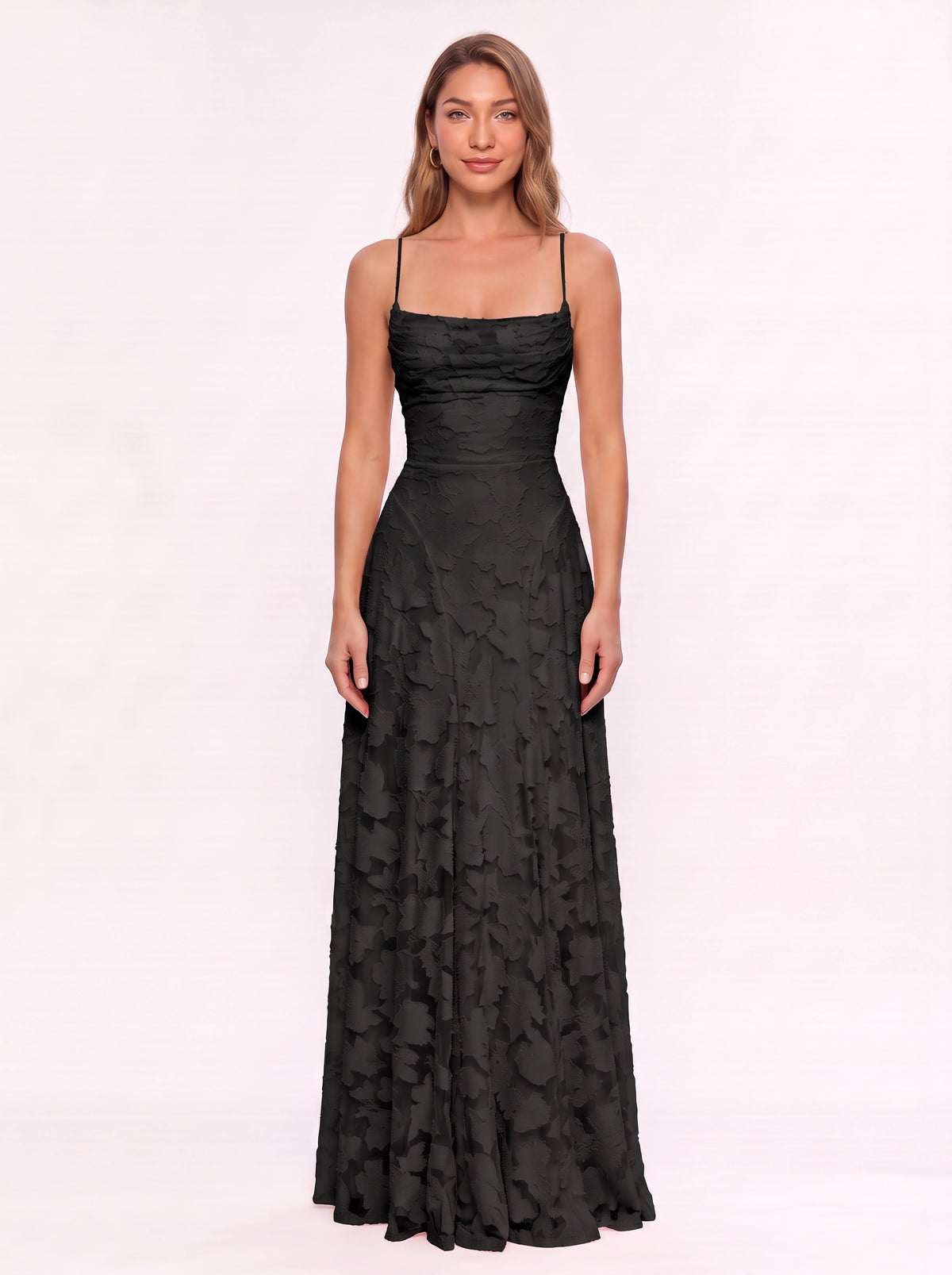 Fransesca Appliqué Petal Maxi Dress – Textured Formal Evening Wedding Guest Women Elegant Maxi Dress