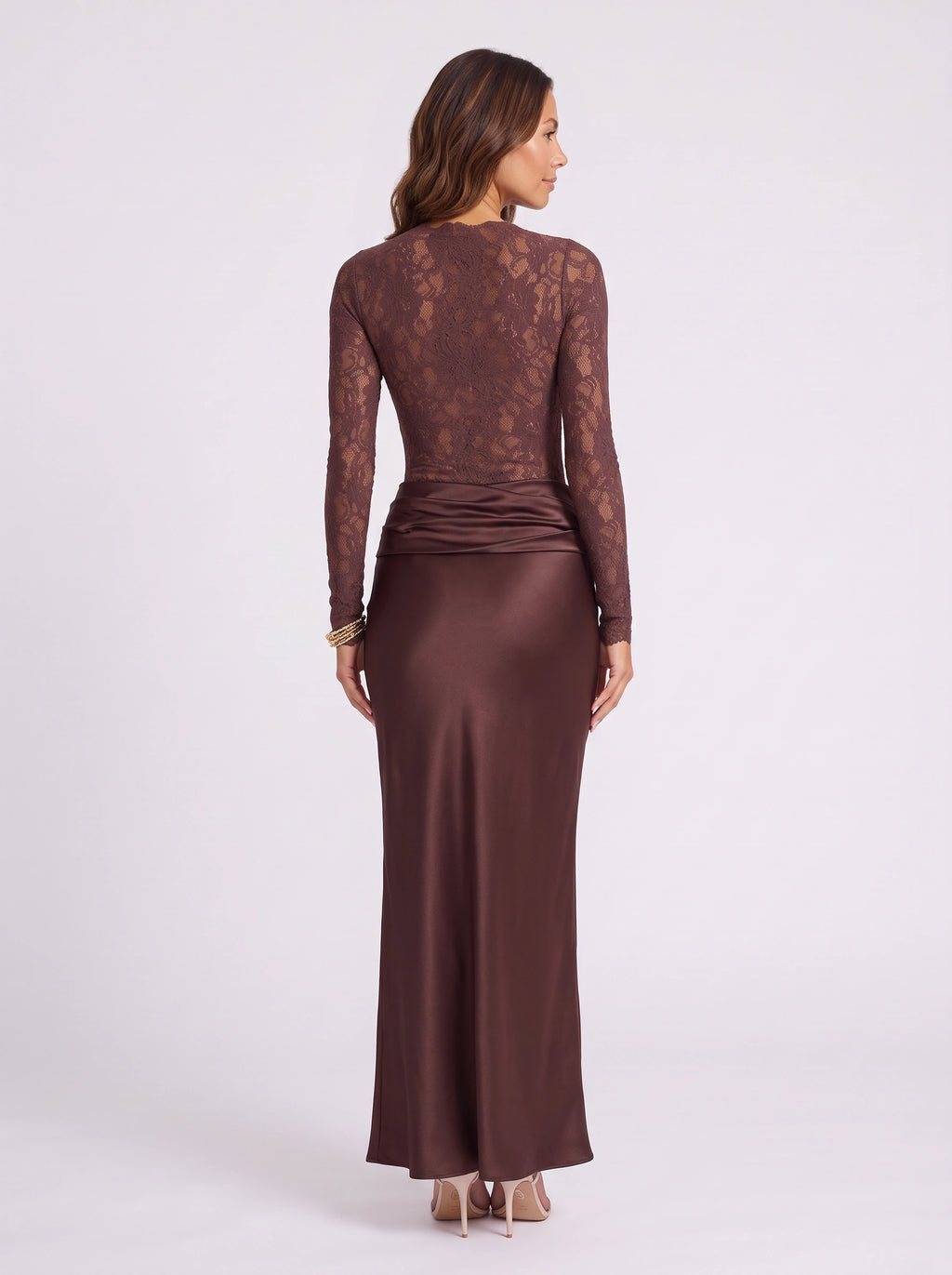 Lacflor Lace Long Sleeve Maxi Dress – Women Formal Evening Wedding Guest Elegant Party Maxi Dress