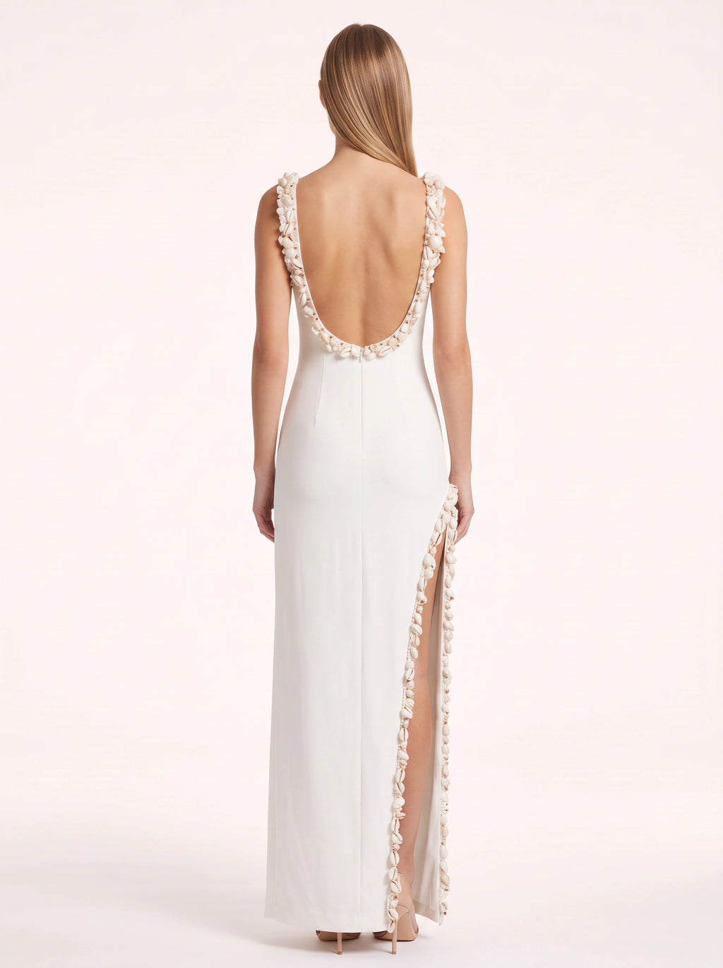 Petrime Appliqué Slit Maxi Dress – Embellished Formal Evening Women Wedding Guest Bridesmaid Maxi Dress