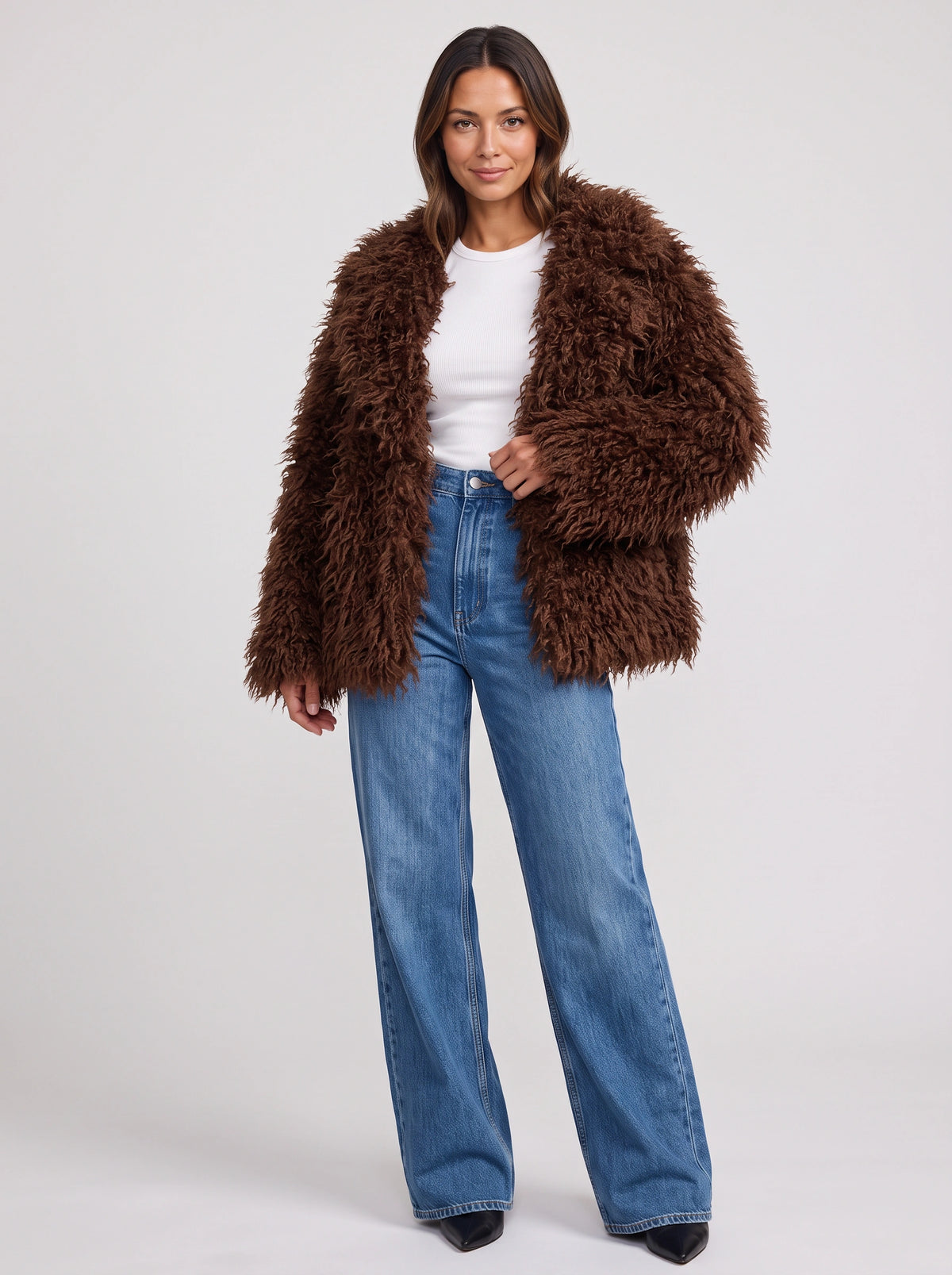 Shaglyn Shaggy Faux Fur Jacket – Women Oversized Relaxed Fit Teddy Winter Coat Casual Streetwear Jacket