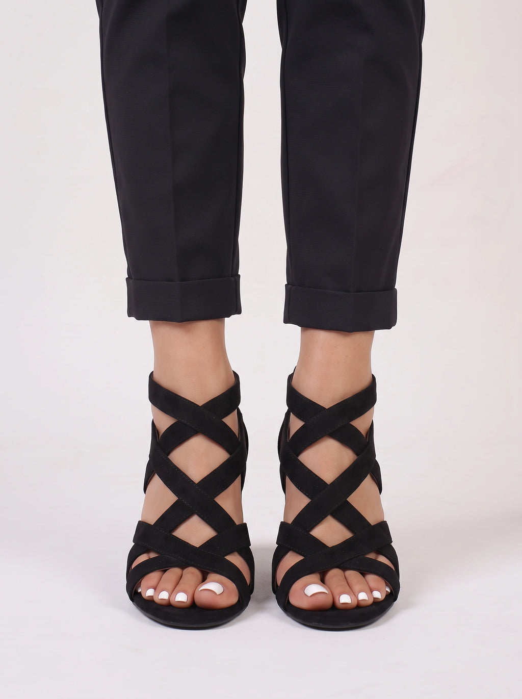 Latrix Strappy Block Heel Sandals – Open Toe Women Evening Party Formal Caged Ankle Strap Heels