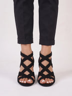 Latrix Strappy Block Heel Sandals – Open Toe Women Evening Party Formal Caged Ankle Strap Heels