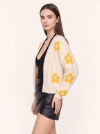 Frayma Floral Fuzzy Open Front Cardigan – Women Oversized Knit Winter Fall Casual Lounge Cardigan