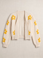 Frayma Floral Fuzzy Open Front Cardigan – Women Oversized Knit Winter Fall Casual Lounge Cardigan