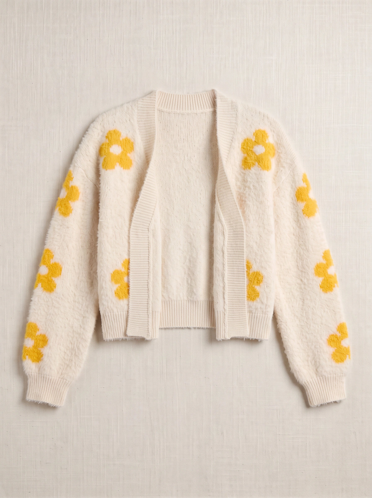 Frayma Floral Fuzzy Open Front Cardigan – Women Oversized Knit Winter Fall Casual Lounge Cardigan