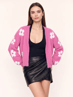 Frayma Floral Fuzzy Open Front Cardigan – Women Oversized Knit Winter Fall Casual Lounge Cardigan