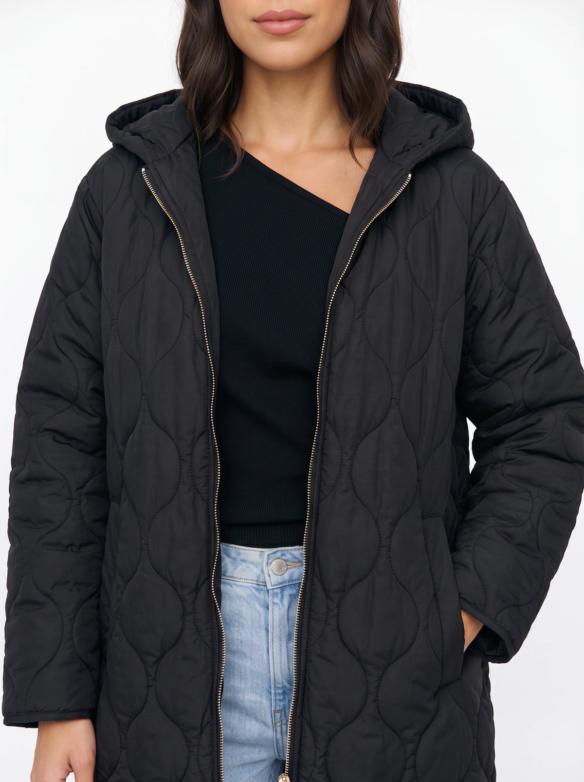 Blobyne Longline Quilted Hooded Coat – Padded Puffer Jacket Women Winter Autumn Casual Outerwear