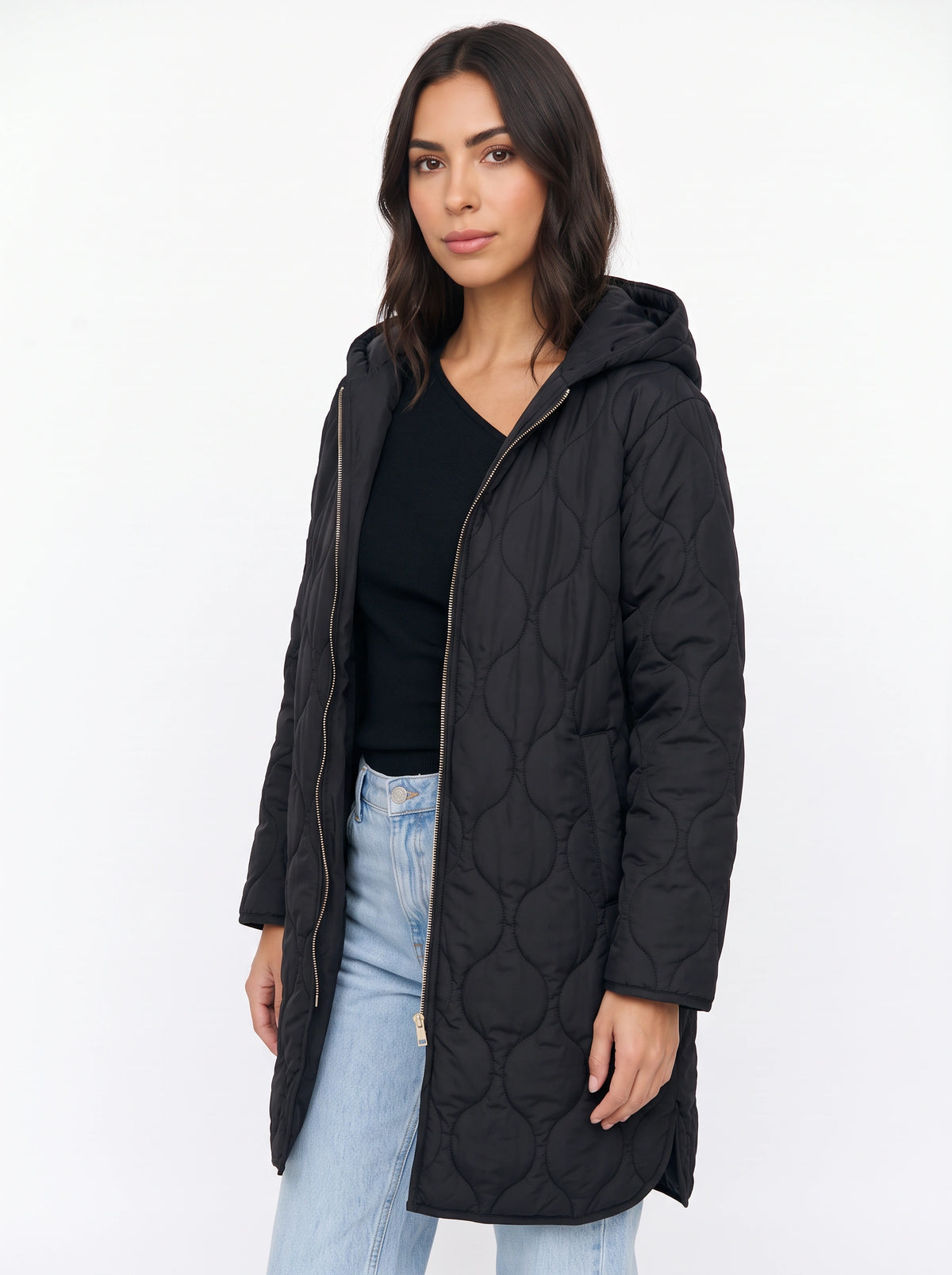 Blobyne Longline Quilted Hooded Coat – Padded Puffer Jacket Women Winter Autumn Casual Outerwear