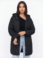 Blobyne Longline Quilted Hooded Coat – Padded Puffer Jacket Women Winter Autumn Casual Outerwear