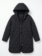 Blobyne Longline Quilted Hooded Coat – Padded Puffer Jacket Women Winter Autumn Casual Outerwear
