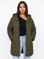 Blobyne Longline Quilted Hooded Coat – Padded Puffer Jacket Women Winter Autumn Casual Outerwear