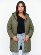 Blobyne Longline Quilted Hooded Coat – Padded Puffer Jacket Women Winter Autumn Casual Outerwear