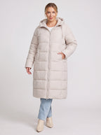 Channelque Hooded Longline Puffer Coat – Quilted Padded Winter Women Casual Oversized Longline Puffer Coat