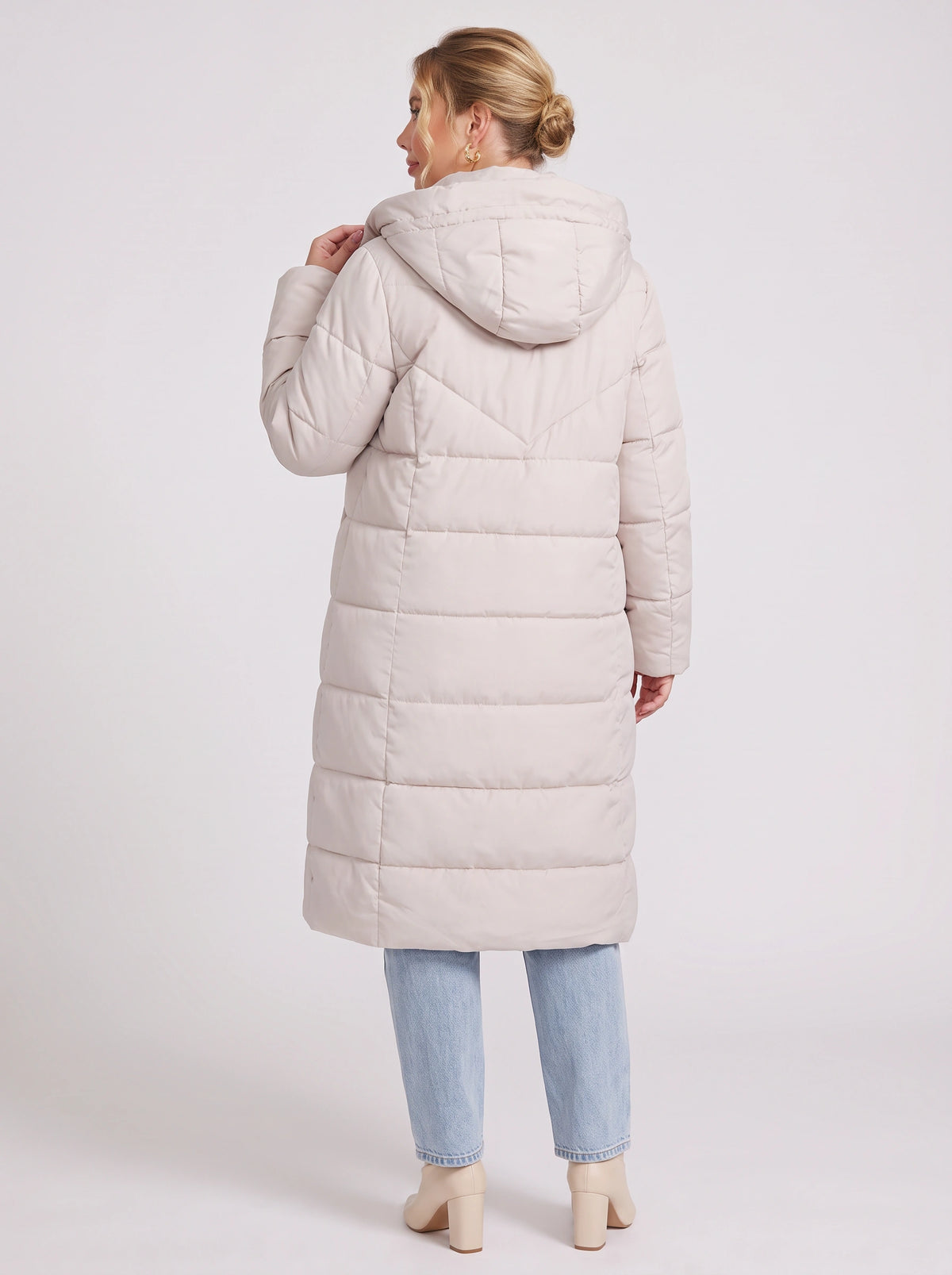 Channelque Hooded Longline Puffer Coat – Quilted Padded Winter Women Casual Oversized Longline Puffer Coat