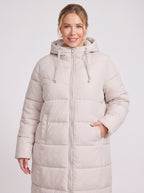 Channelque Hooded Longline Puffer Coat – Quilted Padded Winter Women Casual Oversized Longline Puffer Coat