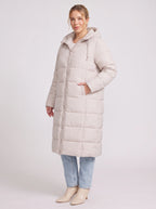 Channelque Hooded Longline Puffer Coat – Quilted Padded Winter Women Casual Oversized Longline Puffer Coat