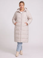 Channelque Hooded Longline Puffer Coat – Quilted Padded Winter Women Casual Oversized Longline Puffer Coat