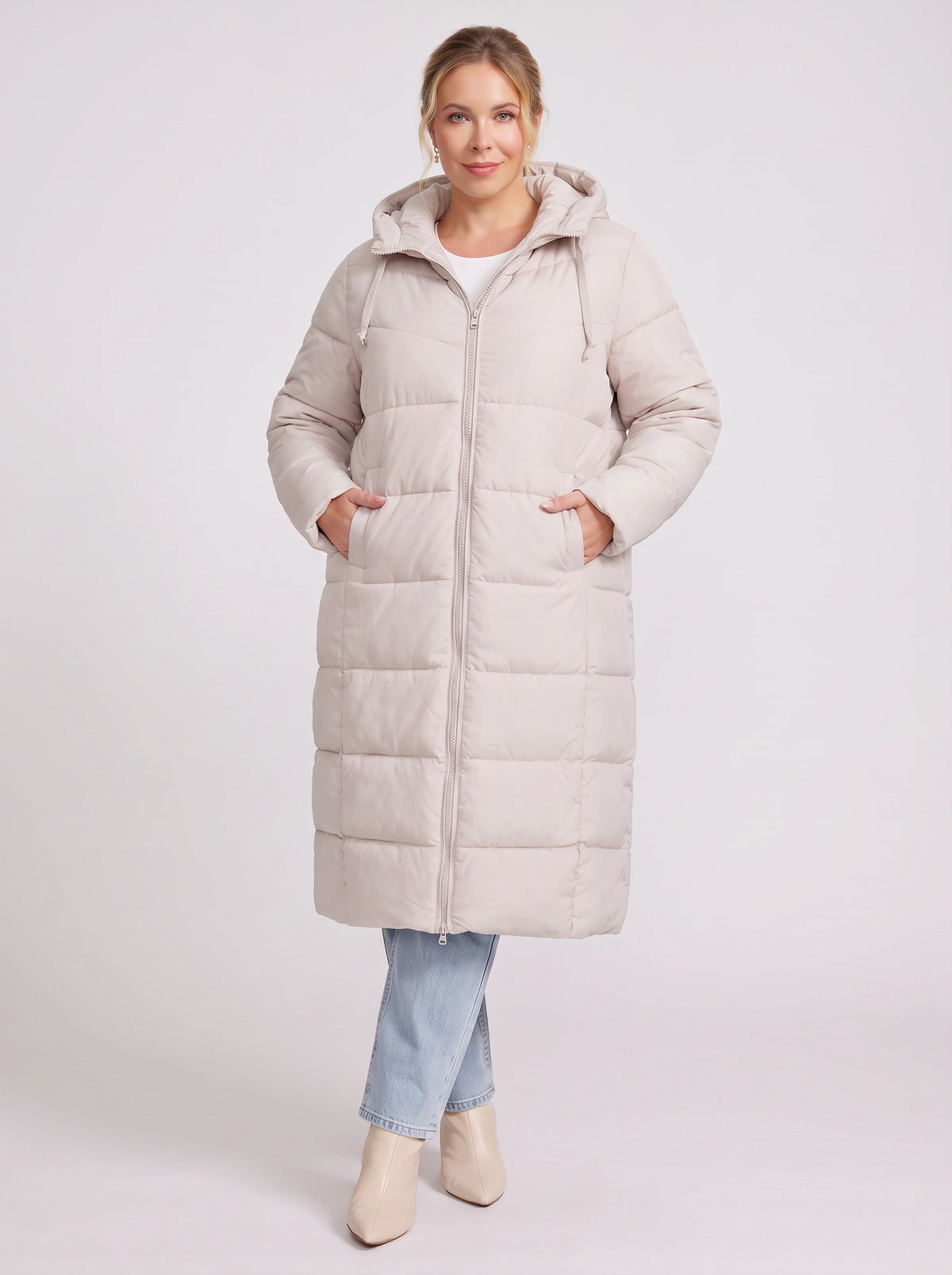 Channelque Hooded Longline Puffer Coat – Quilted Padded Winter Women Casual Oversized Longline Puffer Coat