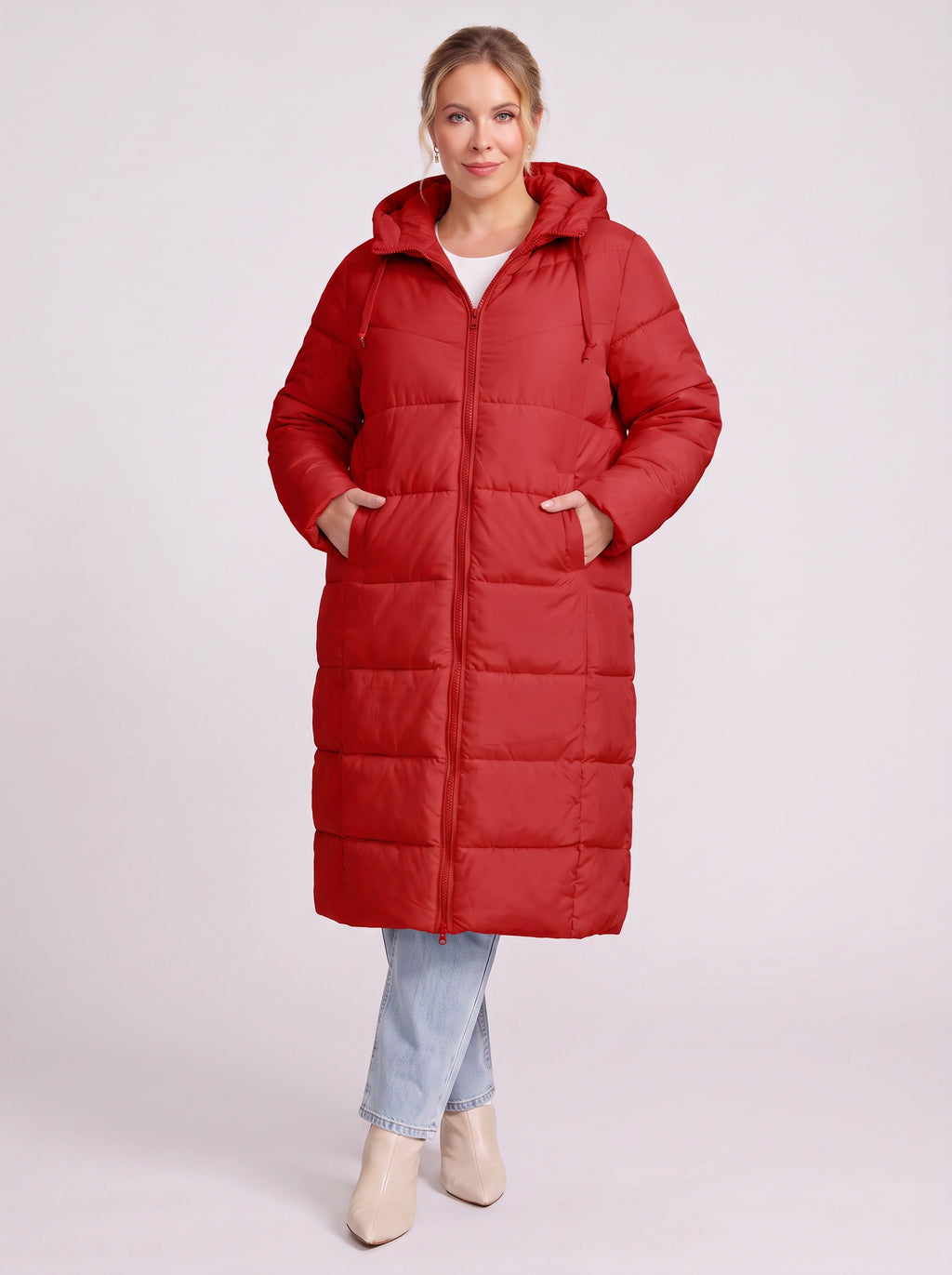 Channelque Hooded Longline Puffer Coat – Quilted Padded Winter Women Casual Oversized Longline Puffer Coat