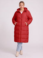 Channelque Hooded Longline Puffer Coat – Quilted Padded Winter Women Casual Oversized Longline Puffer Coat