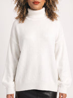 Orianne Ribbed Oversized Turtleneck Jumper – Women Knit Pullover Sweater Casual Autumn Winter Longline Top