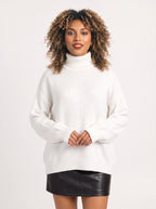 Orianne Ribbed Oversized Turtleneck Jumper – Women Knit Pullover Sweater Casual Autumn Winter Longline Top